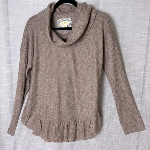 Anthropologie Sweaters - Maeve sweater,ruffles,peplum,boho ,cottagecore oversized S. ( M/L?) PTP 21.5”